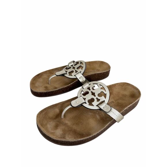 Tory Burch Miller Cloud Sandals Womens Size 6 Spark Gold With Medallion - Picture 3 of 8